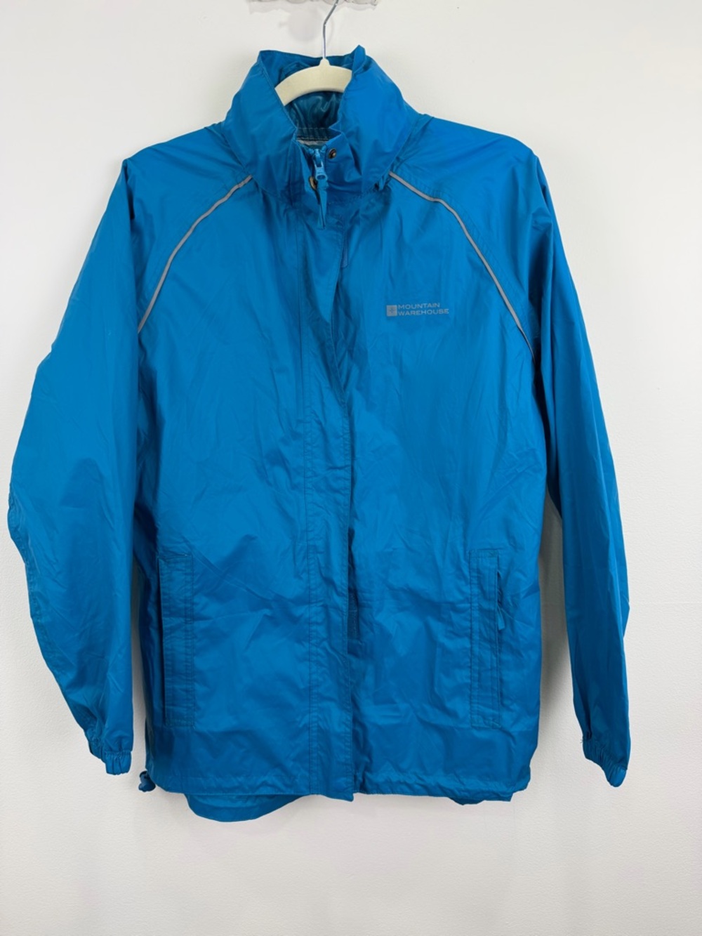 Mountain Warehouse Blue Lightweight Rain Jacket Hooded Packable Windbreaker US 6